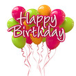 Illustration: Happy Birthday Schriftzug mit bunten Luftballons Happy Birthday Schriftzug mit bunten Luftballons