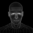 High resolution 3D wireframe human male head isolated on black