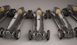 Antique black racing cars front