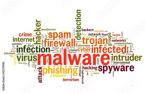 Photo: Malware concept in tag cloud Malware concept in tag cloud
