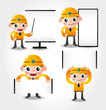Vector: worker people and banner baord worker people and banner baord