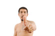 Businessman show OK hand sign isolated.