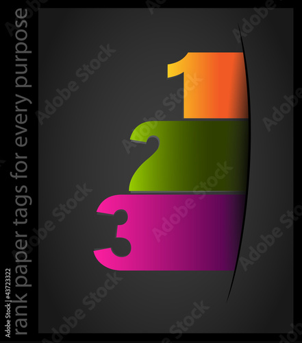 Vector: Paper style Ranking tags to classification or product rating. Paper style Ranking tags to classification or product rating.