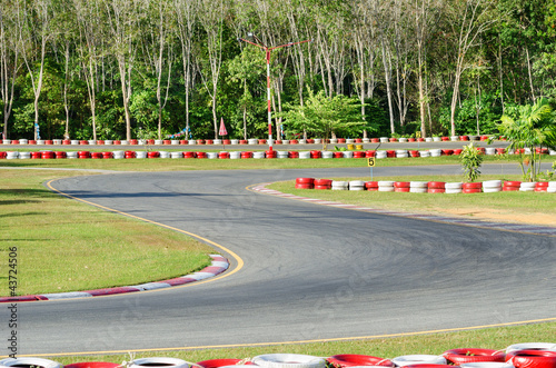 Photo: Turn on a empty race car circuit. Turn on a empty race car circuit.