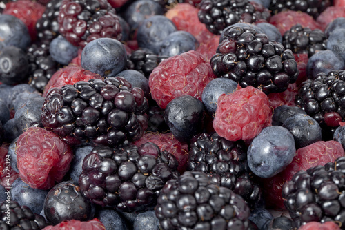 Photo: blueberries blackberries and raspberry fruits blueberries blackberries and raspberry fruits