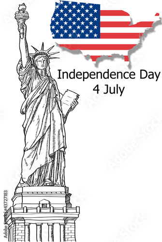 Illustration: Statue of Liberty (Liberty Enlightening the World ) Line. Statue of Liberty (Liberty Enlightening the World ) Line.