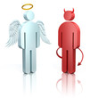 shoulder angel and devil 3d icons isolated