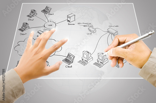 Photo: Hand write LAN diagram on the Touchscreen Interface. Hand write LAN diagram on the Touchscreen Interface.
