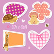 baby stickers - orsetta, giraffa, tartaruga, cuore