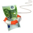 lifebuoy saving euro 3d concept - euro crisis
