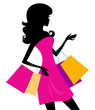 Illustration: Woman shopping silhouette isolated on white Woman shopping silhouette isolated on white