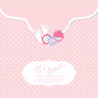 Vector: Baby girl shower card with foot steps and frame for your text Baby girl shower card with foot steps and frame for your text