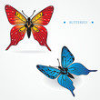 Vector: Two different multicolored butterflies on white background Two different multicolored butterflies on white background