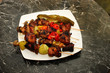 Chicken shashlik with mushrooms and pepper
