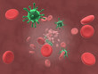 Ilustração: blood cells and virus blood cells and virus