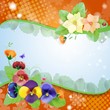 Vector: Floral background, colorful pansies flowers Floral background, colorful pansies flowers