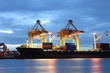 Containers loading at sea trading port