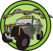 Off-road vehicle and the big python on the branch