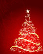 stylized Christmas tree on decorative floral background