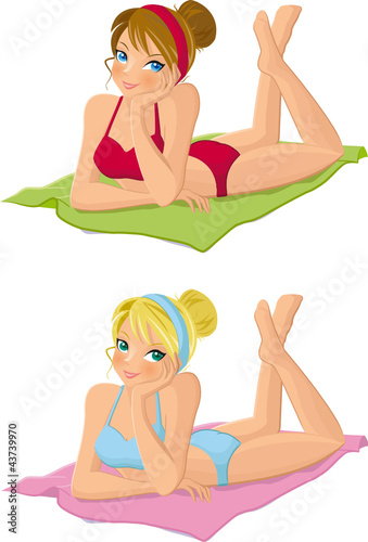 Vektor: Gilrs on the towel Gilrs on the towel