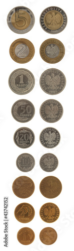 Photo: Polish Coins Isolated on White Polish Coins Isolated on White