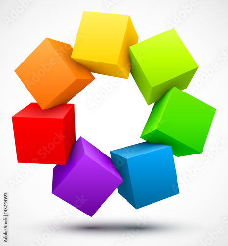 Vector: Colorful cubes 3D Colorful cubes 3D