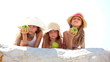 Little girls eating apples