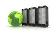 3 Server mit grünem Globus