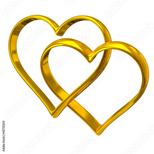 Illustration: Two heart shape golden rings Two heart shape golden rings