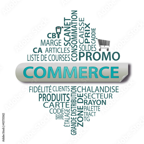 Illustration: nuage de mots ; commerce fond blanc nuage de mots ; commerce fond blanc