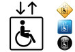 Handicap elevator for woman pictogram and icons