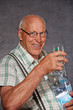aged man with water bottles