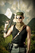 Handsome dangerous military man