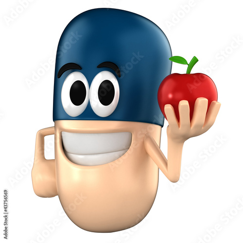 Illustration: Capsule character holding an apple Capsule character holding an apple