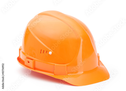 Photo: Orange hard hat, isolated on white background Orange hard hat, isolated on white background