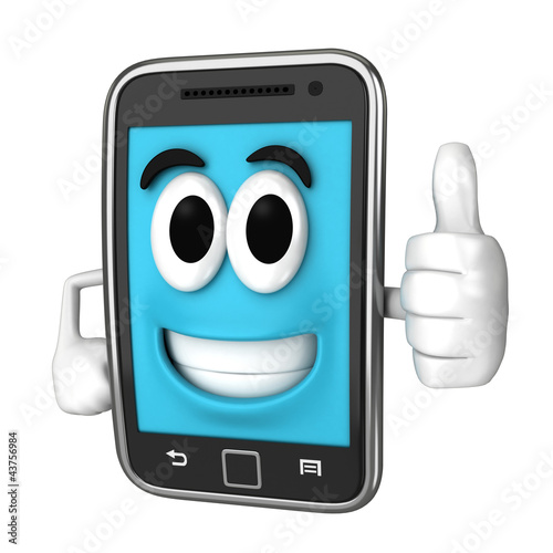 Illustration: Smartphone character giving a thumbsup Smartphone character giving a thumbsup
