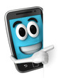 Smartphone character and a blankboard