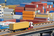 truck transport container to warehouse near sea