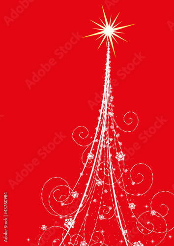 Vector: Christmas tree on red background Christmas tree on red background