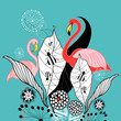 plants and flamingos