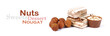 Chocolate and nuts over white