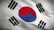 Highly detailed flag of South Korea ripples in the wind. Looped