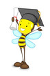 vector illustration of happy bee on graduation day