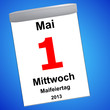 Kalender auf blau - 01.05.2013 - Maifeiertag