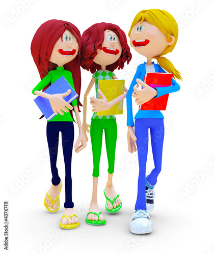 Illustration: 3D female students 3D female students