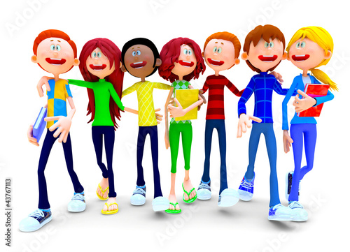 Illustration: Group of students walking Group of students walking