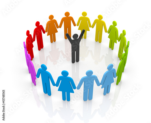 Illustration: Circle of people with leader Circle of people with leader