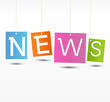 Coloful hanging news labels