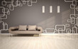 Illustration: modern living room with beige sofa modern living room with beige sofa