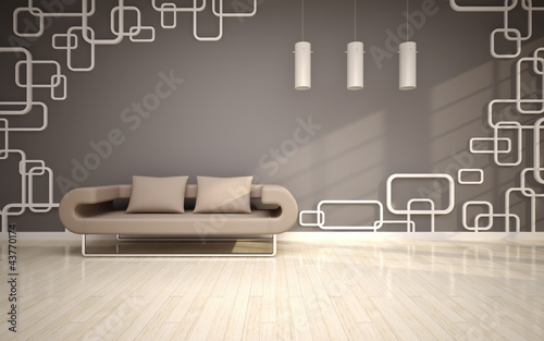 Illustration: modern living room with beige sofa modern living room with beige sofa